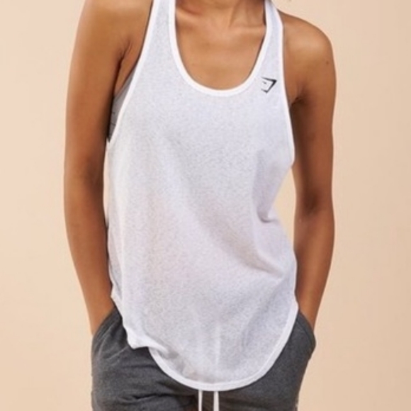 GYMSHARK NWOT White Perforated Racerback Tank L